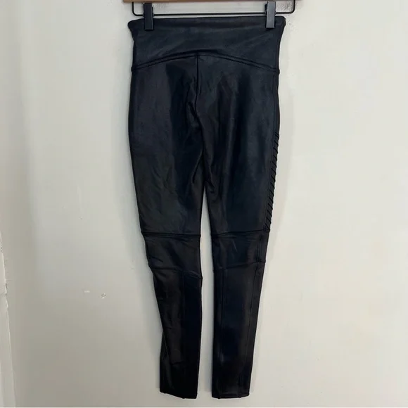 SPANX- Faux Leather Moto Leggings Black